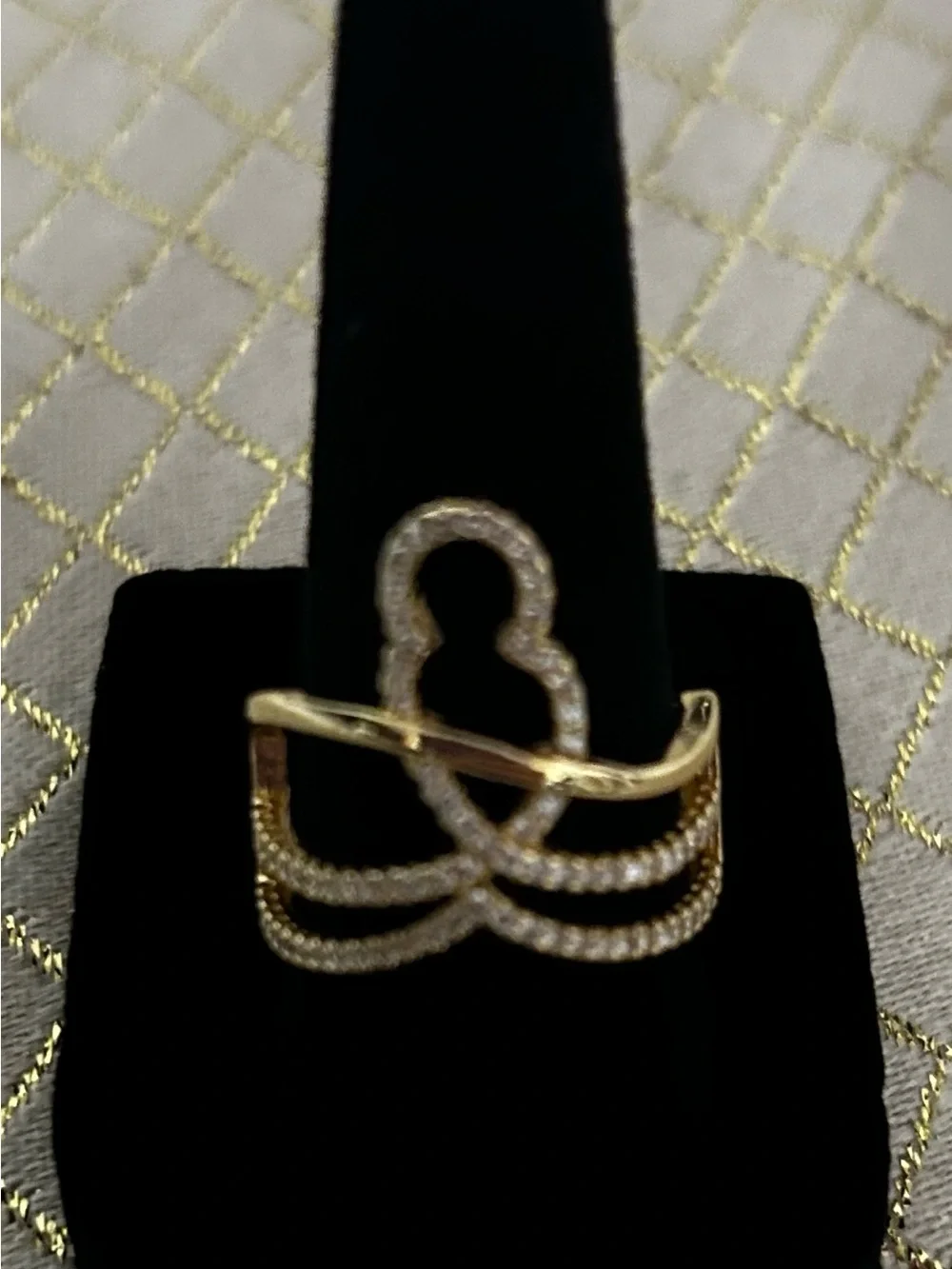 Gold Plated Multi-Row Crystal Accent Women's Ring